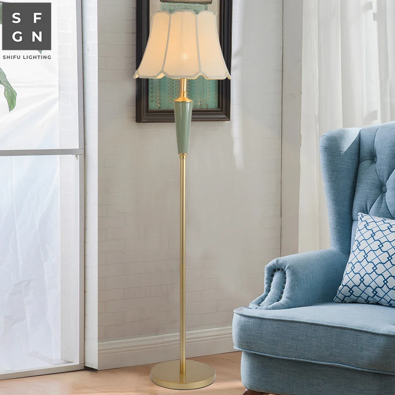 

European style floor lamp modern Iron Fabric Lampshade standing Lamp E27 LED floor lamps for living room study bedside office