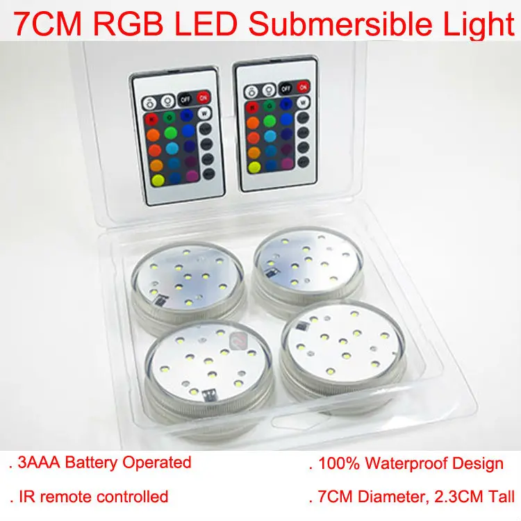 20 шт./лот 3AAA Батарея работать 2.8 дюйма погружной Multicolors RGB LED под ваза свет База w/Remote Luces Decorativas