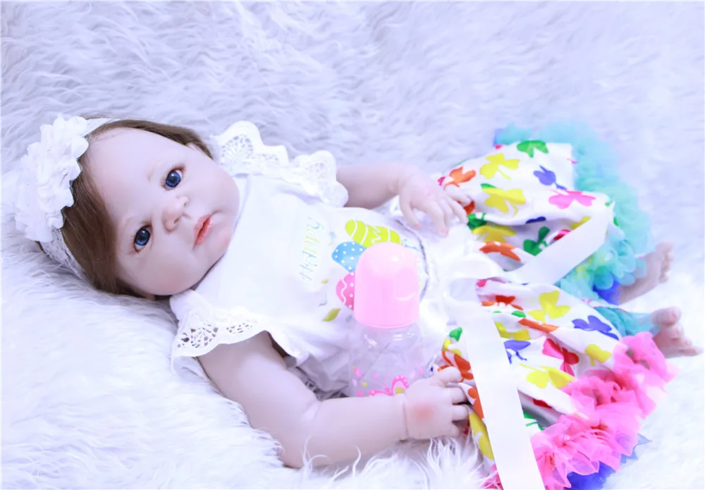 Прекрасный Bebe девочка возрождается 2" всего тела силиконовые возрождается куклы для детей подарок принцессы куклы корни волос bonecas Reborn