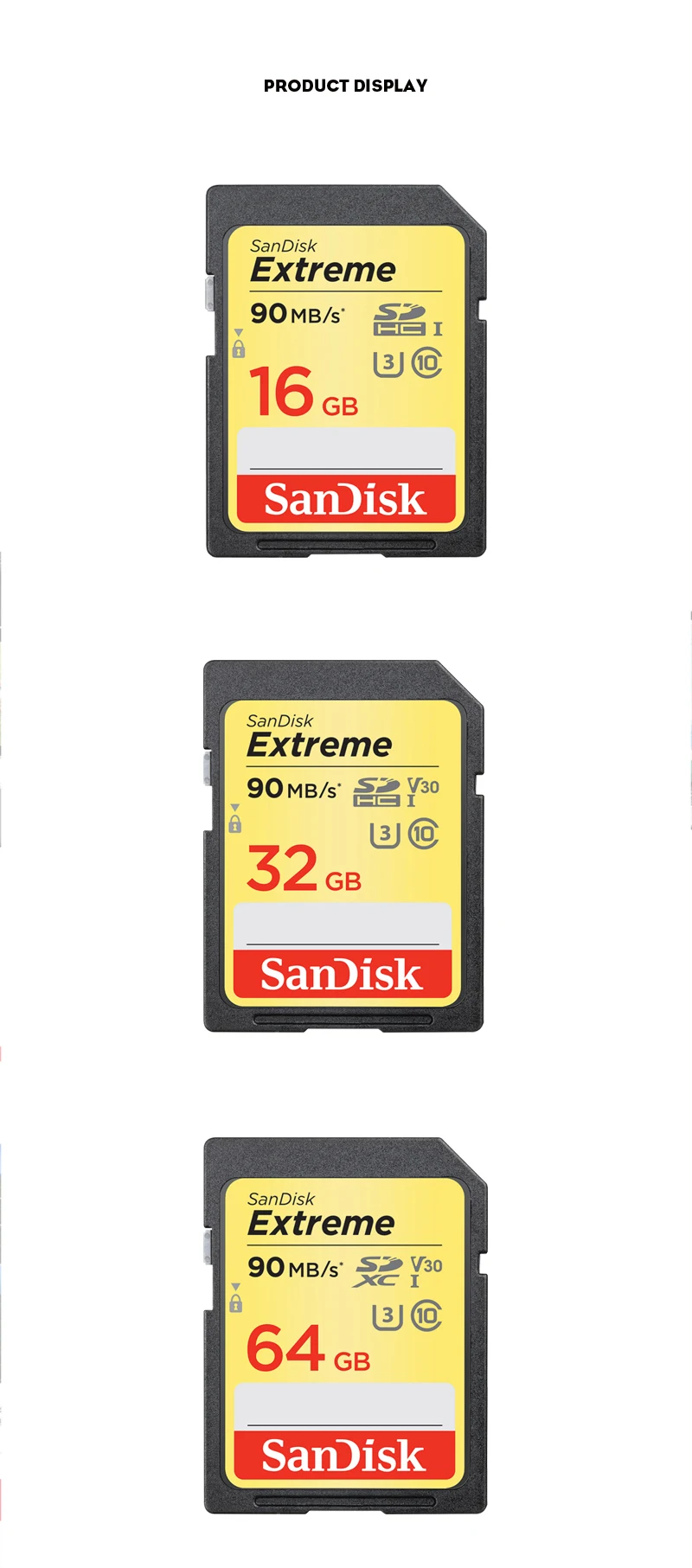 Двойной Флеш-накопитель SanDisk 90 МБ/с. Extreme SD Card 64 Гб оперативной памяти, 32 Гб встроенной памяти, слот для карт памяти U3 флеш-карта V30 для Камера Class10 флеш-карта UHS-I SDXC карты памяти SDHC