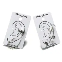 Модные серьги клип ухо манжеты сережки античное серебро хряща подвеска на цепочке Комплект сережек для женщин