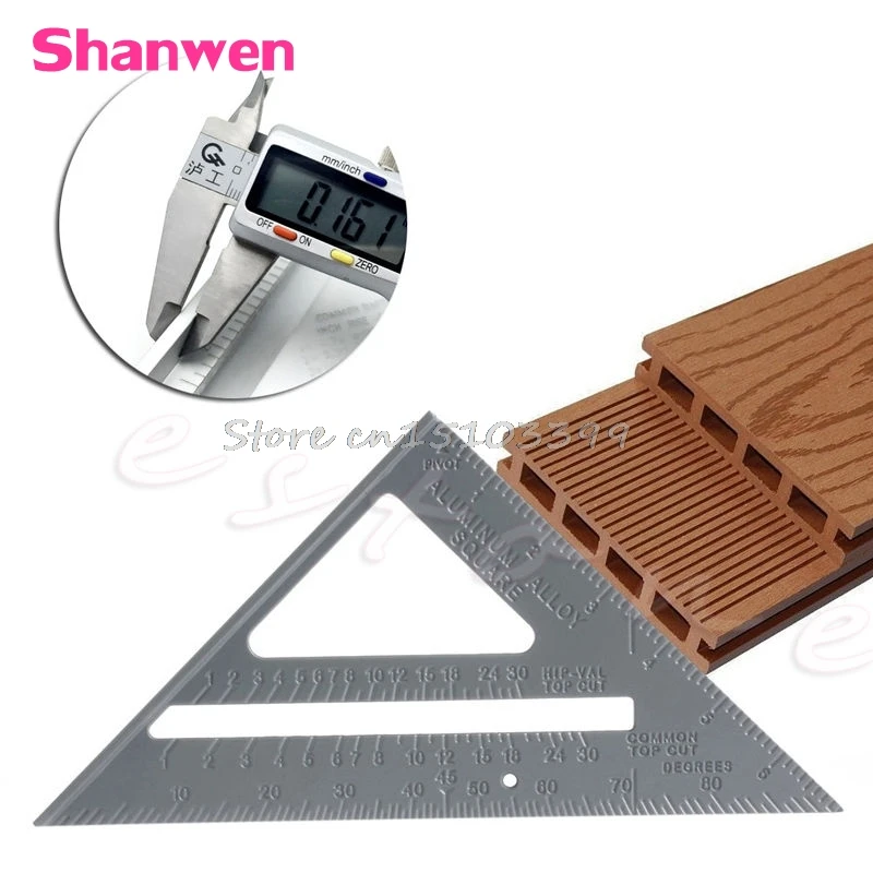 

7" Aluminum Ruler Speed Square Protractor Miter Framing Measuring Tool Carpenter G08 Drop ship