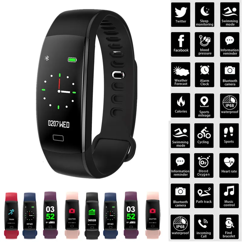 F64HR Smart Bracelet Men Women Heart Rate Blood Pressure Sleep