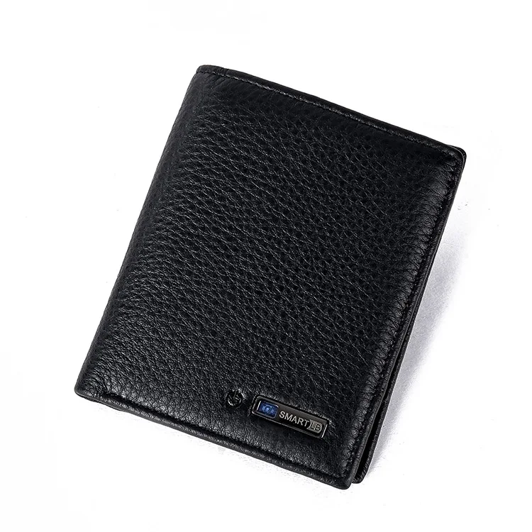 Умный мужской кошелек из натуральной кожи высокого качества, Интеллектуальный Bluetooth кошелек с защитой от потери, мужские держатели для карт, костюм для IOS, Android - Цвет: Vertical-Black