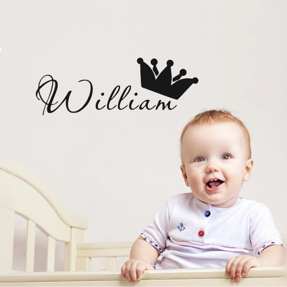 

Prince Wall Sticker Personalized Any Name Wall Decals Nursery Boys Room Decor Custom Name With Crown Vinyl Wall Art Mural AZ022