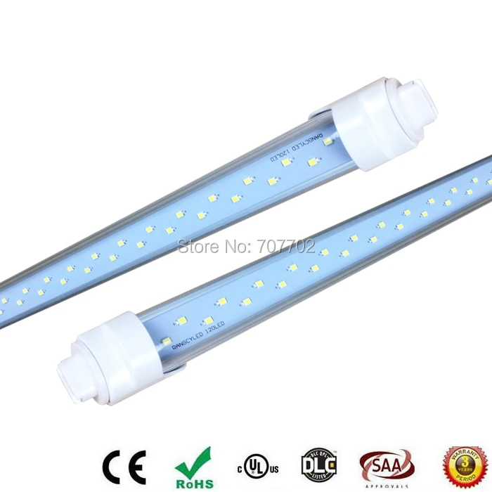 Meilleur T8 LED Tube Lumière R17d 8ft 2400mm 50 W LED V Forme Double Glow Light Pour refroidisseur porte LUMIÈRES AC85 265V