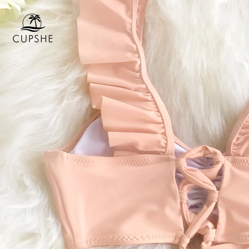 CUPSHE الأخضر و الأزهار الدانتيل متابعة الرسن بيكيني مجموعات النساء صدفي قطعتين المايوه 2019 فتاة الشاطئ لباس سباحة