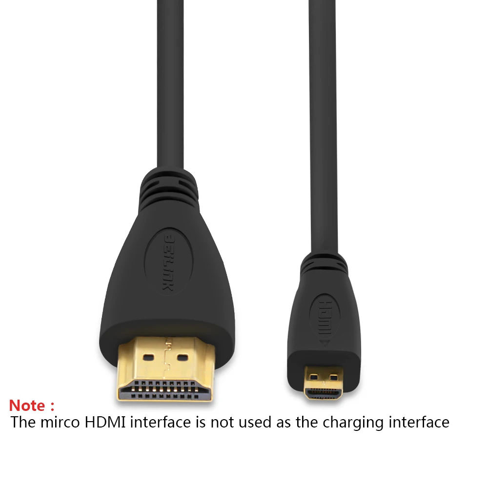 1.4 1080P Gold Plated Micro HDMI connector to Standard HDMI for HDTV Projector Mobile phone Flat