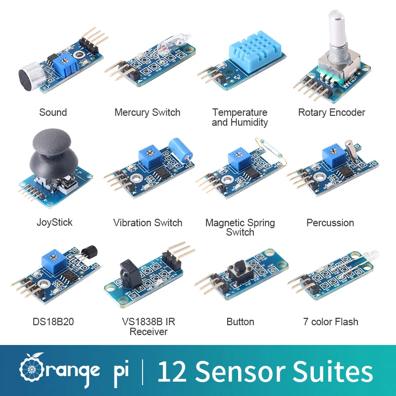 

12pcs/lot Orange Pi SET Button DS18B20 Sound module (a package of 12 kinds of module)