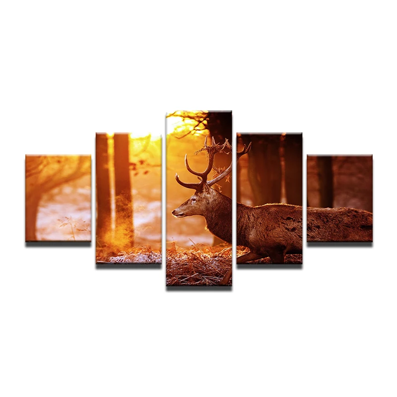 Картина на холсте закат Wall Art домашний декор Гостиная фотографии 5 шт. животных