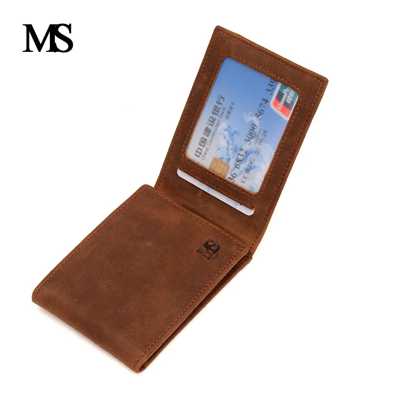 

MS Genuine Cow Leather Men Wallet Fashion Coin Pocket Brand Trifold Design Men Purse High Quality Male Card ID Holder TW2710