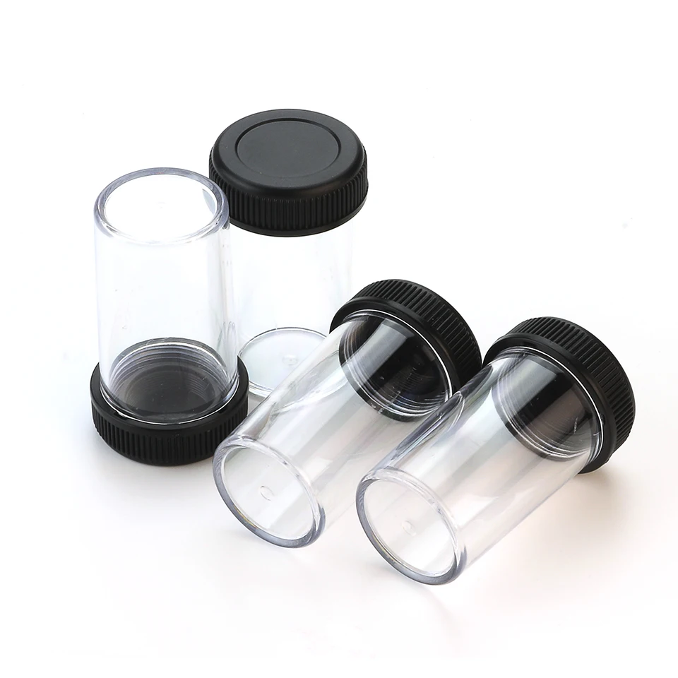 4pcs Microscope Objective Lenses Box Plastic Lens Protective Case with