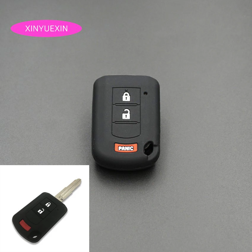 

Xinyuexin for Mitsubishi Silicone Rubber Car Key Cover ASX Outlander Lancer EX Galant Pajero Key Case 3Button Car Styling