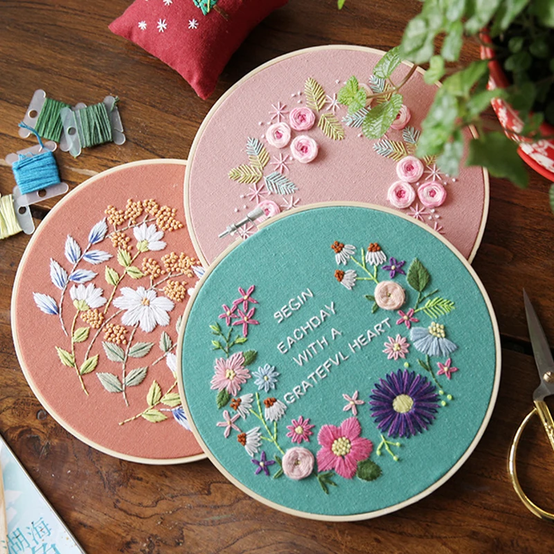 

Europe Stereoscopic Embroidered Flowers Material Package Embroidery Accessories DIY Handcraft Cross Stitch Needlework Kits
