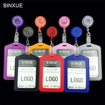 

BINXUE Cover Card & ID Holders,Easy to buckle Work card identification tag badge Telescopic Badge Access control bag 8.5cm*5.4cm