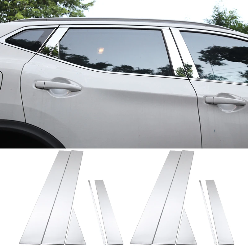 

For Nissan Qashqai J11 2014 2015 2016 2017 2018 Stainless steel Car Window Pillar Post Covers Trim Sticker External Accessories