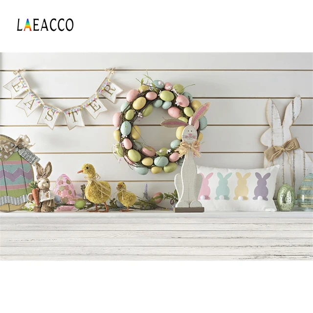 Laeacco Easter Eggs Chick Wooden Board Floor Scene Baby Children Photography Backgrounds Photographic Backdrops For Photo Studio