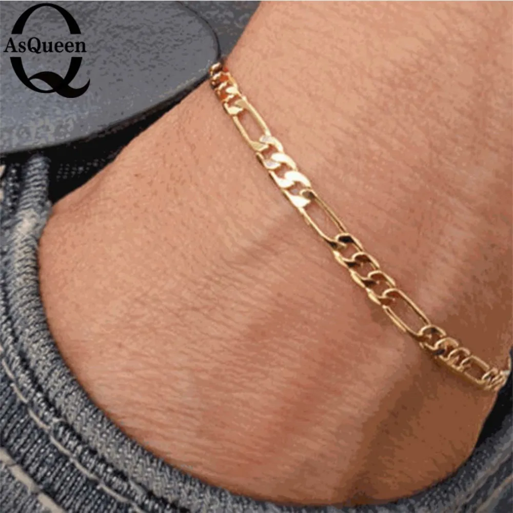 Tobillera de Color dorado para hombre y mujer, pulsera de tobillo con de joyería de 1 pieza, nueva - AliExpress