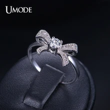 UMODE Bague Pour Femme Fashion Rhodium plated Bowknot Rings For Girl Gift Wholesale Cheap AAA+ CZ Jewelry Stores AUR0109