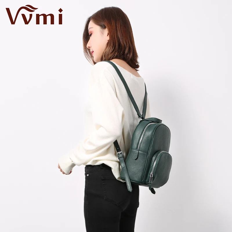 

Vvmi women backpack genuine Leather women bags girls zipper school bags Preppy Style Backpack