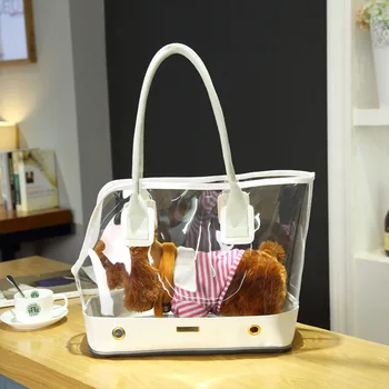 

Fashion PVC Transparent Pet Cat Carrier Carrying Cat Dog Puppy Comfort Travel Outdoor Shoulder Slings Portable Small Dog Handbag
