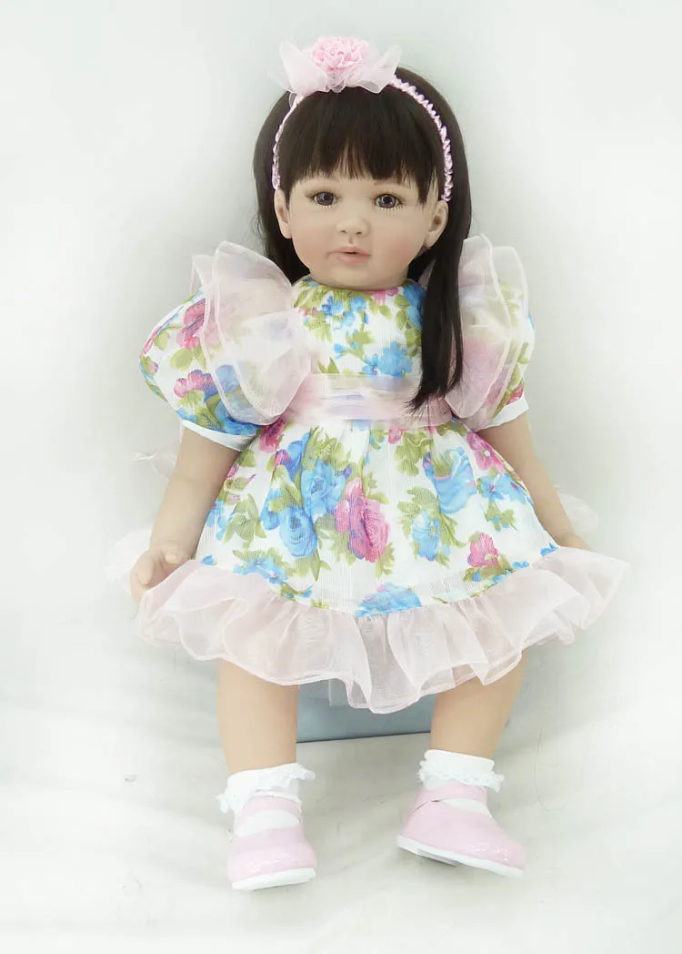 

Pursue 24"/60 cm Handmade Colorful Dress Cloth Body Silicone Reborn Toddler Princess Girl Baby Doll Toys for Children Girls Gift