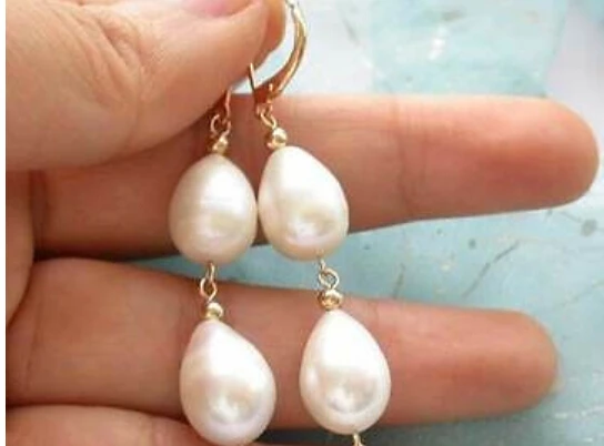 

Hot sell Noble- hot sell new - Free shipping 2line 15mm white drip freshwater pearl dangle earring 1 new