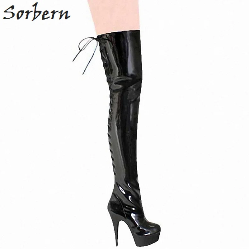long shiny boots
