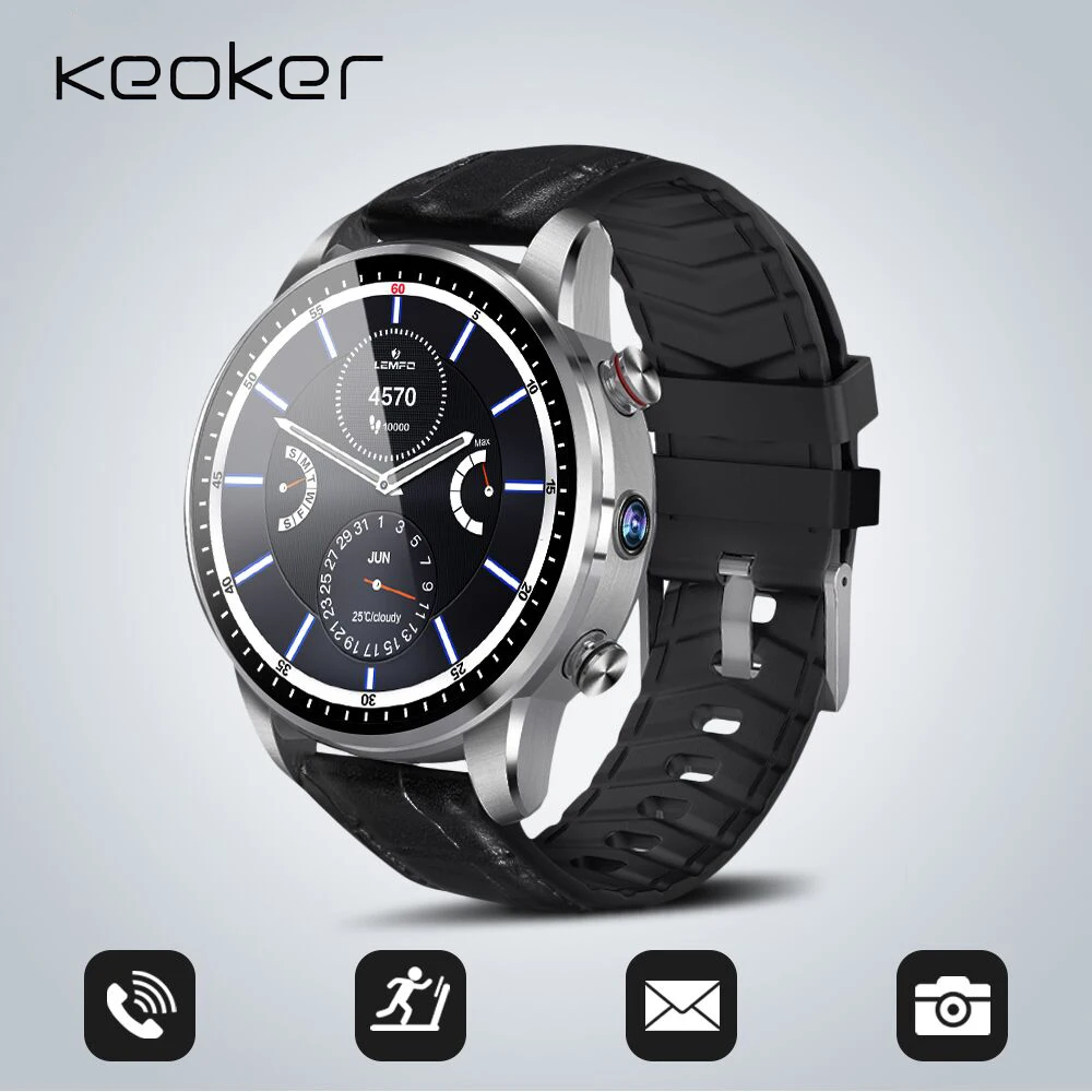 Keoker Smartwatch Классическая Бизнес Для мужчин Android 7,1 1,39 дюйма BLuetooth 4G Поддержка sim-карты WI-FI gps Smartwatches Для мужчин