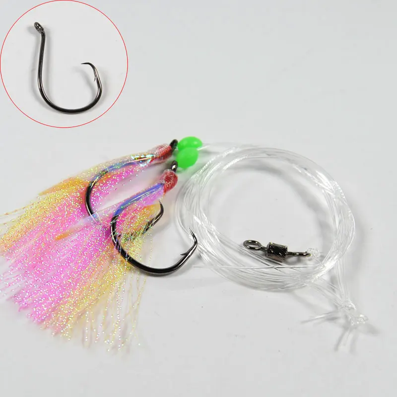 

7385 6/0 High Carbon Steel Saltwater Circle hook Shining Fish Skin Bait Sabiki Rigs Fishing Lure