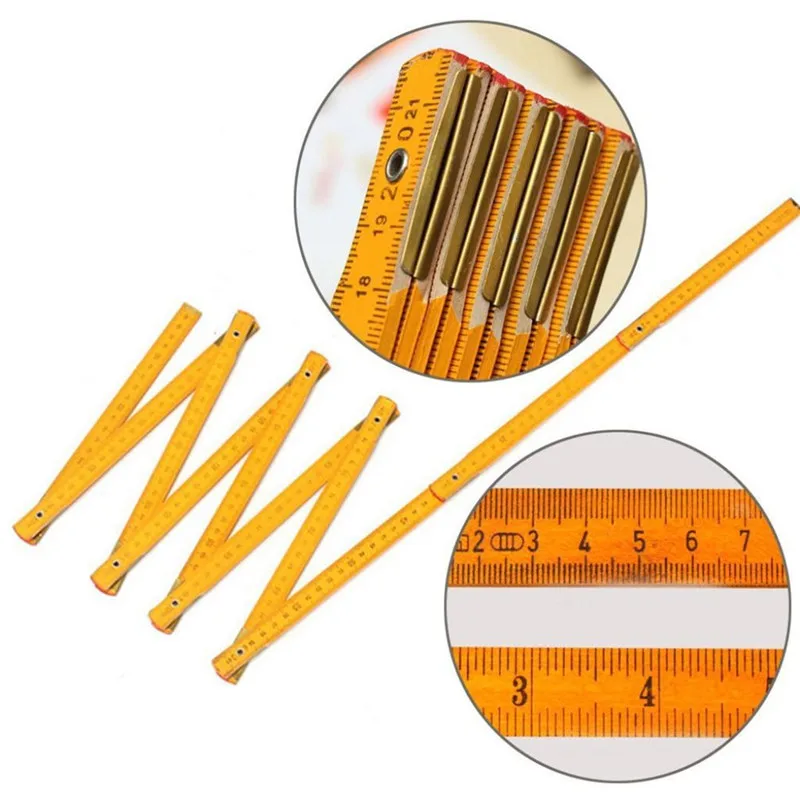 

High Quality Wooden Folding Ruler Multifunction Wood Carpenter Metric Measuring Tools 2m drop Shipping