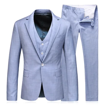 

Solid Color Three Pieces Slim Fit Men Suits 2018 Spring Autumn New Fashion High-end Wedding Party Dress Costume Large Size S-5XL