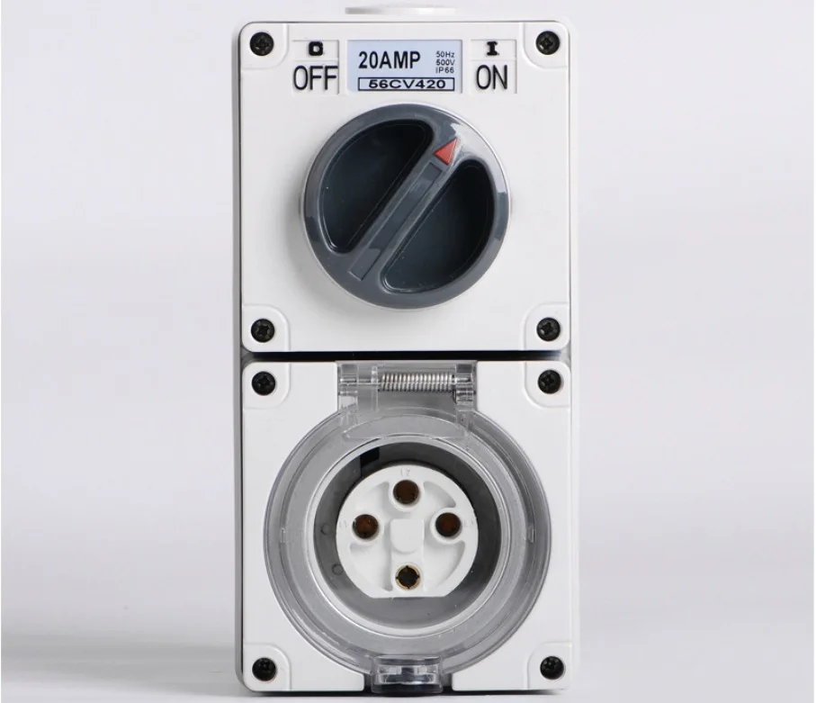 

2015 New Arrival SP-56CV420 ip66 Wall Socket Switch Australia with Clear Cover 4P 20A