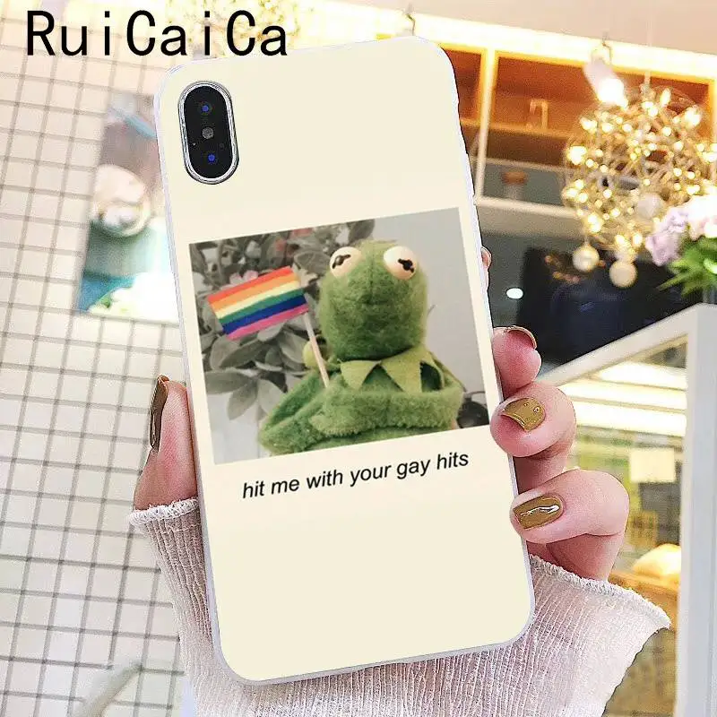 Ruicaica Kermit зеленая лягушка Забавный Милый гей мягкий чехол для телефона из ТПУ чехол для iPhone X XS MAX 6 6s 7 7plus 8 8Plus 5 5S SE XR 10