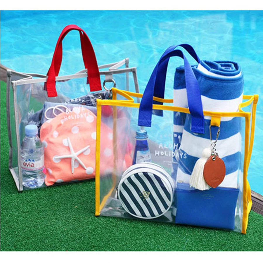 Us 6 78 41 Off Transpa Jelly Beach Bags Women Portable Waterproof Tote Summer Pool Large Capacity Handbags Swimsuit Collect Bag In Top Handle