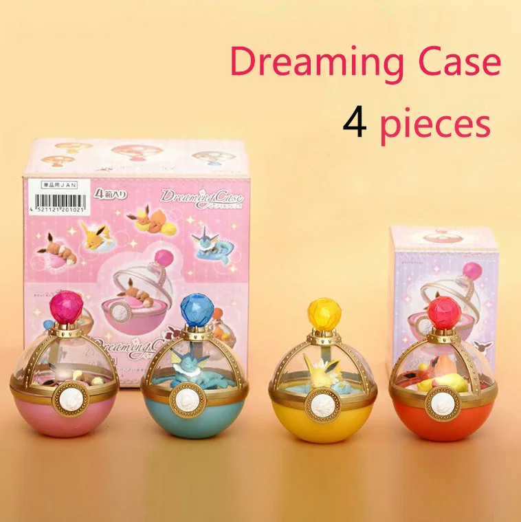 

Dreaming Case 4 pieces /set Eevee Vaporeon Jolteon Flareon with box action & toy figures Collection toy pokemones