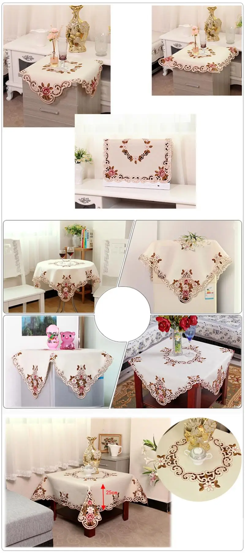  Europe Style Wedding Tablecloth Embroidered Floral Fabric Tableclothes For Rectangular Tables Tea Table Cloth For Table Cover