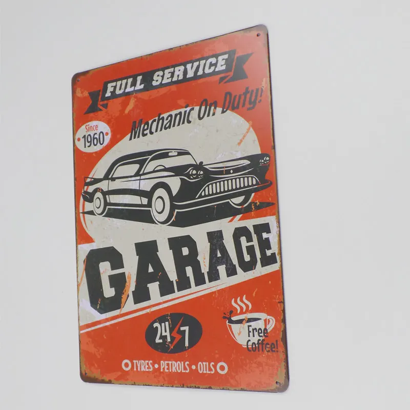 Полный услуги механик на Duty классический жестяные вывески «Garage» Винтаж Декоративные настенные таблички металлическая доска домашний декор 20x30 см