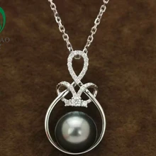 14k белый золотой драгоценный черный жемчуг& 0.22ct алмазный кулон производитель