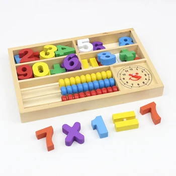 

New Hot Sale Arithmetic Math Clock Wood Abacus Game Number Wooden Toy Montessori Early Digital Learning Box Birthday Gift