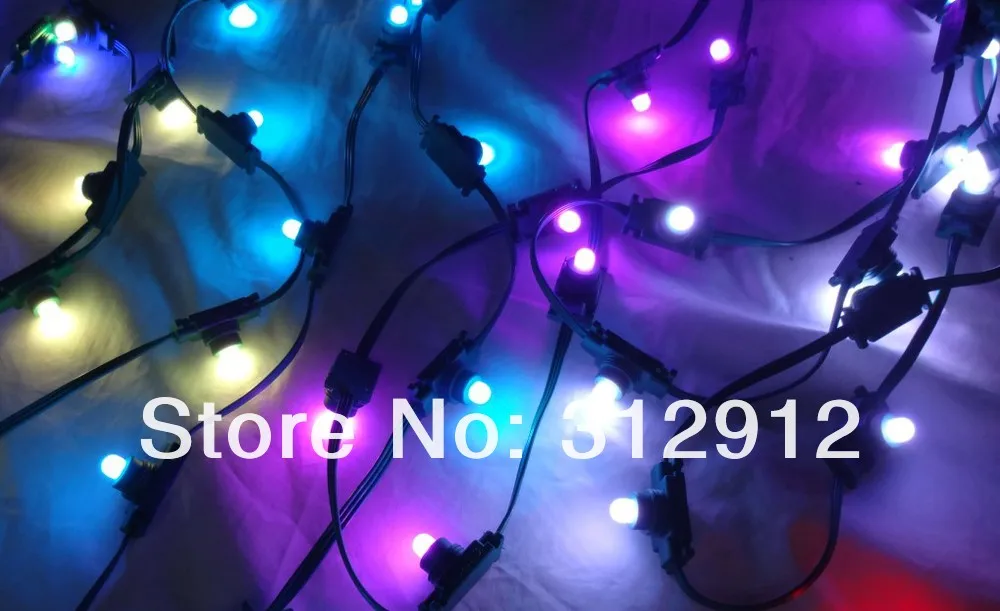 50 узлов DC12V WS2811 LED техницвета пикселей с C7 крышка; водонепроницаемый, rgb полный цвет; в зеленый цвет корпуса и провод