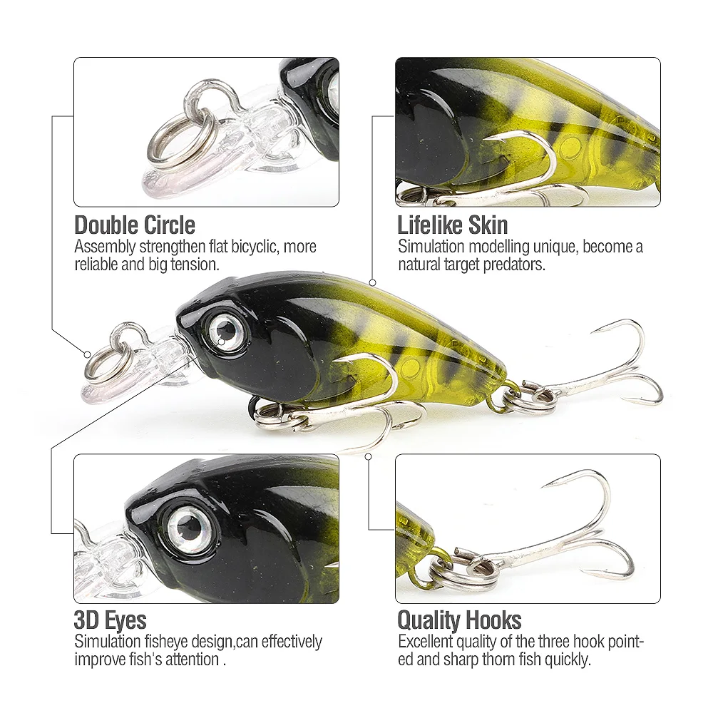 DONQL 2pcslot Crankbaits Minnow Fishing Lures 4.5cm 4g Wobblers For Trolling Artificial Hard Swim Bait Fishing Tackle (5)