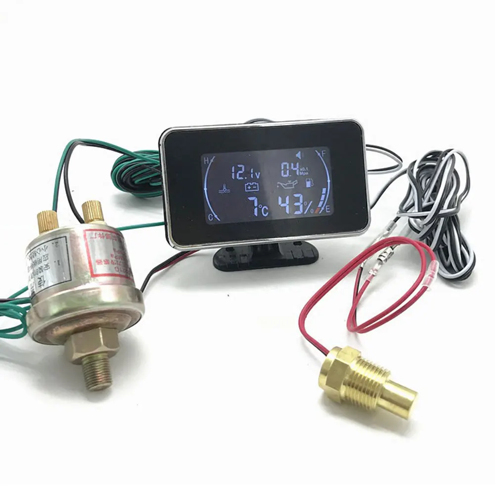 

4 In 1 LCD Gauge Truck Easy Install Oil Pressure Digital Display Anti Vibration Water Temperature Anti-bump Stable Car Fuel