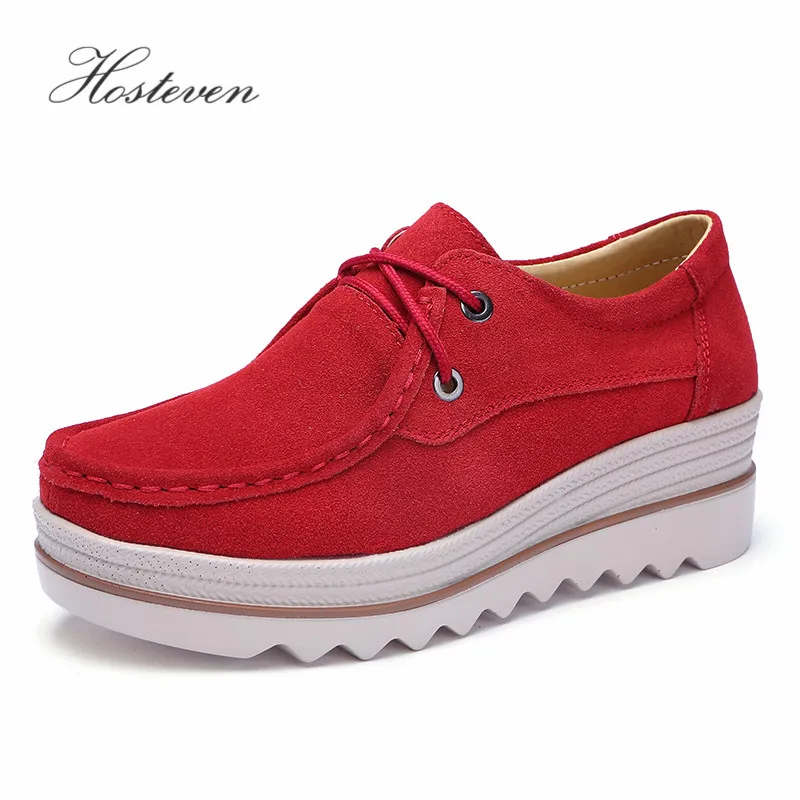 

Hosteven Women Shoes Flats Loafers Sneakers Moccasins Platform Genuine Leather Spring Autumn Ladies Female Swing Shoe