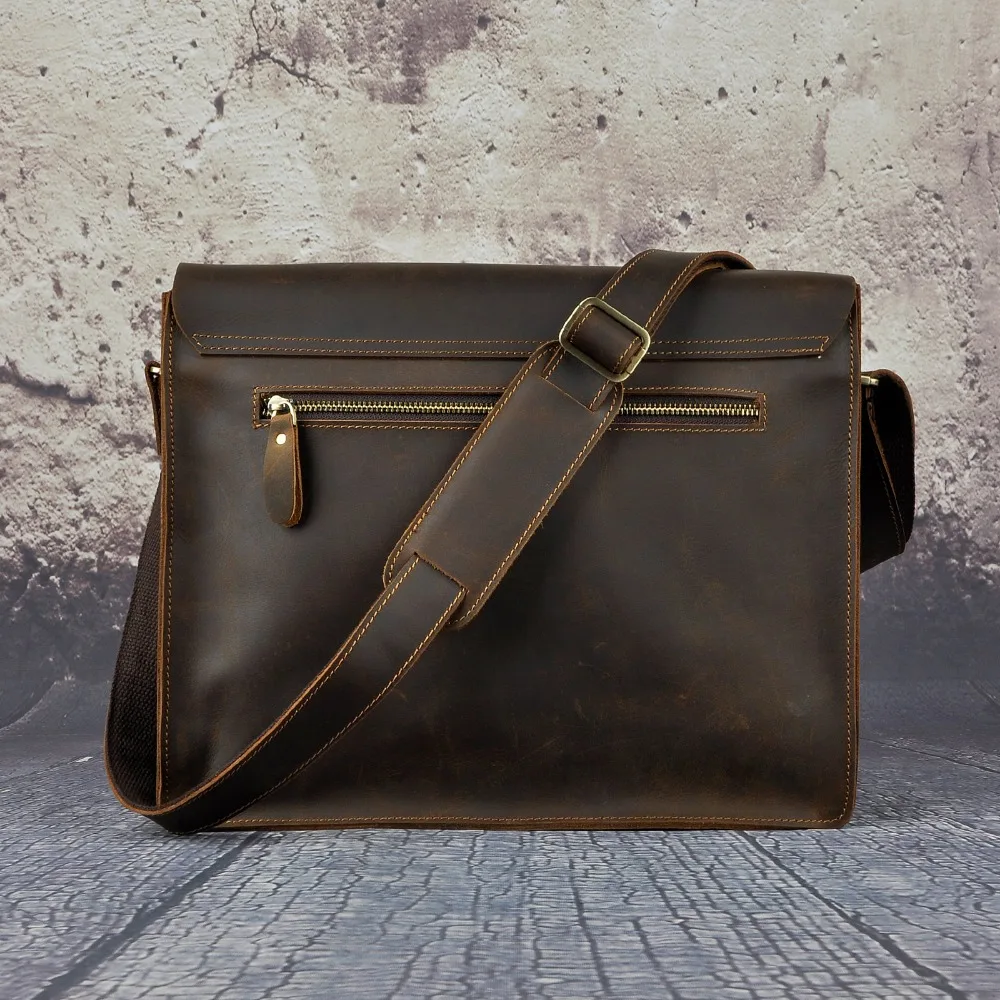 Новая модная мужская повседневная сумка-мессенджер из натуральной кожи, сумка из воловьей кожи 14 дюймов, сумка для ноутбука, сумка через плечо для мужчин A063