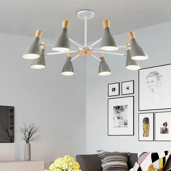 

Kaguyahime LED BULB E27 Nordic Chandeliers color for Living room ceiling Bedroom dining room Hanging lamp Wooden Lustre