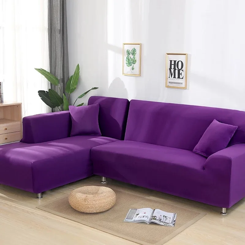 purple Стрейч L форма d диван-Крышка для гостиной шезлонг Диван-крышка секционный чехол угловой диван-крышка L Форма Эластичный - Цвет: purple