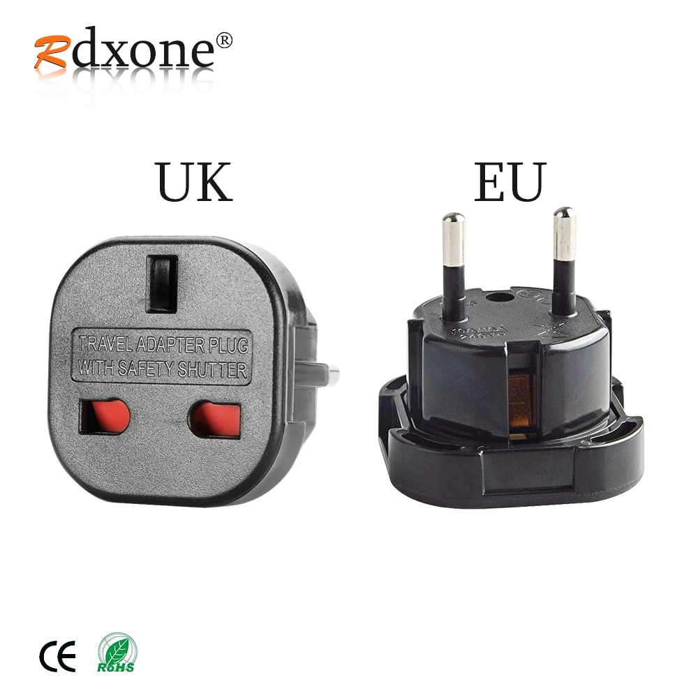Штепсельная Вилка Rdxone переходник из Великобритании в ЕС 2 контактный настенный