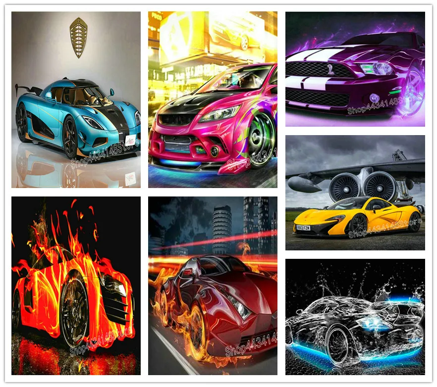 

Full square round drill diy diamond painting car fire icon new 3D diamond embroidery crystal diamond mosaic decoration