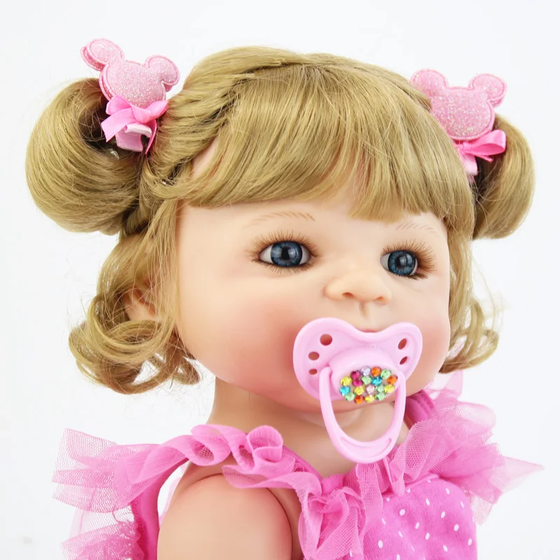 55 см полное Силиконовое боди блондинка Reborn Baby Doll игрушка винил новорожденных принцесса малышей Bebe для девочек подарок на день рождения